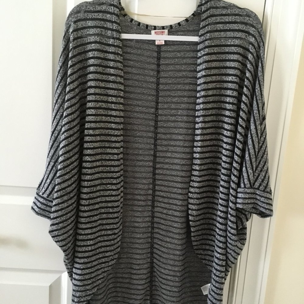 Black/grey striped dolman sleeve cardigan